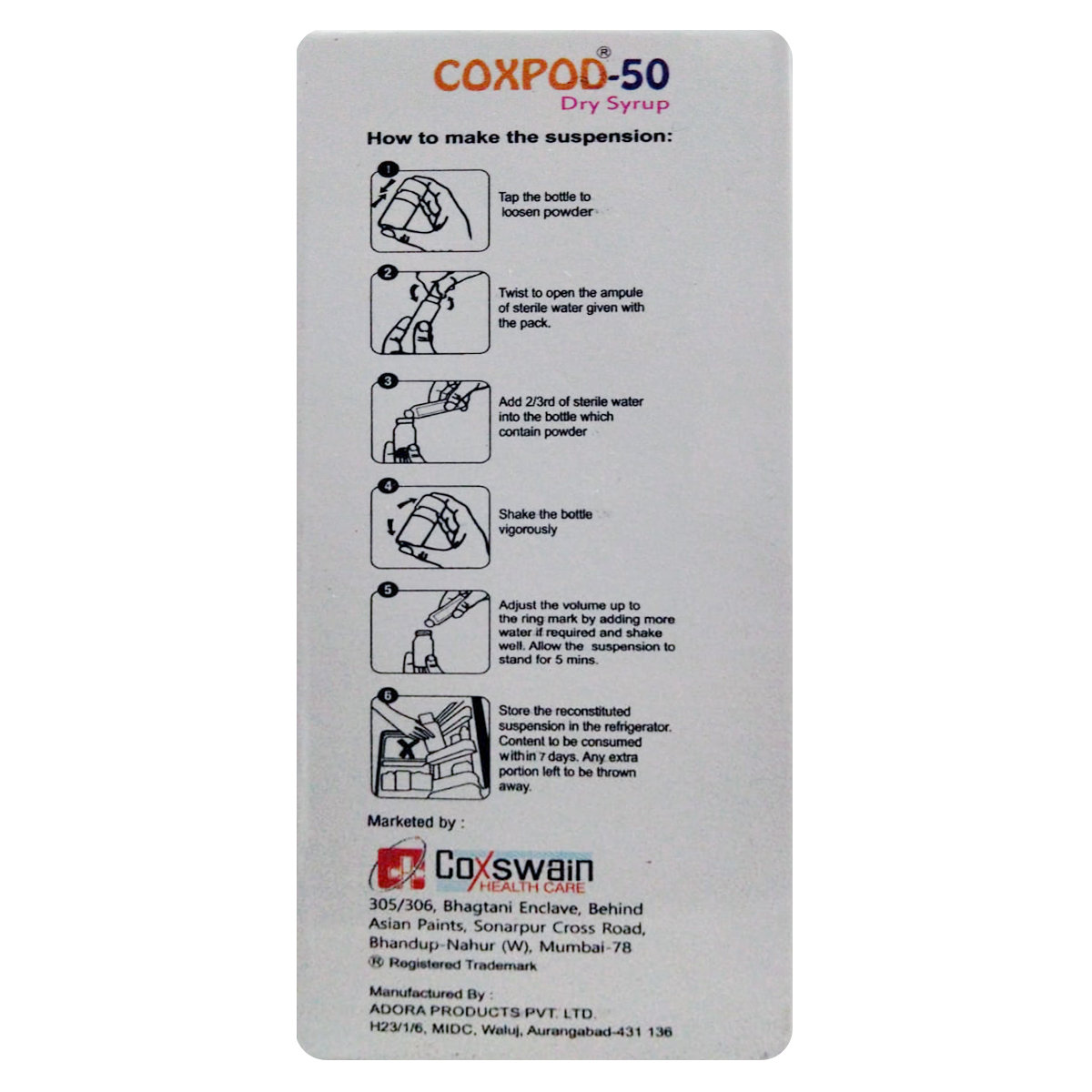 Coxpod-50 Paediatric Pineapple Flavour Dry Syrup 30 ml, Pack of 1 DRY SYRUP Coxpod-50 Paediatric Pineapple Flavour Dry Syrup 30 ml, Pack of 1 DRY SYRUP