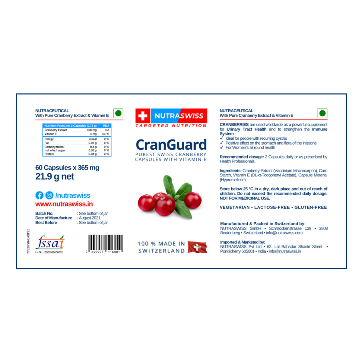 Nutraswiss CranGuard, 60 Capsules, Pack of 1 Nutraswiss CranGuard, 60 Capsules, Pack of 1