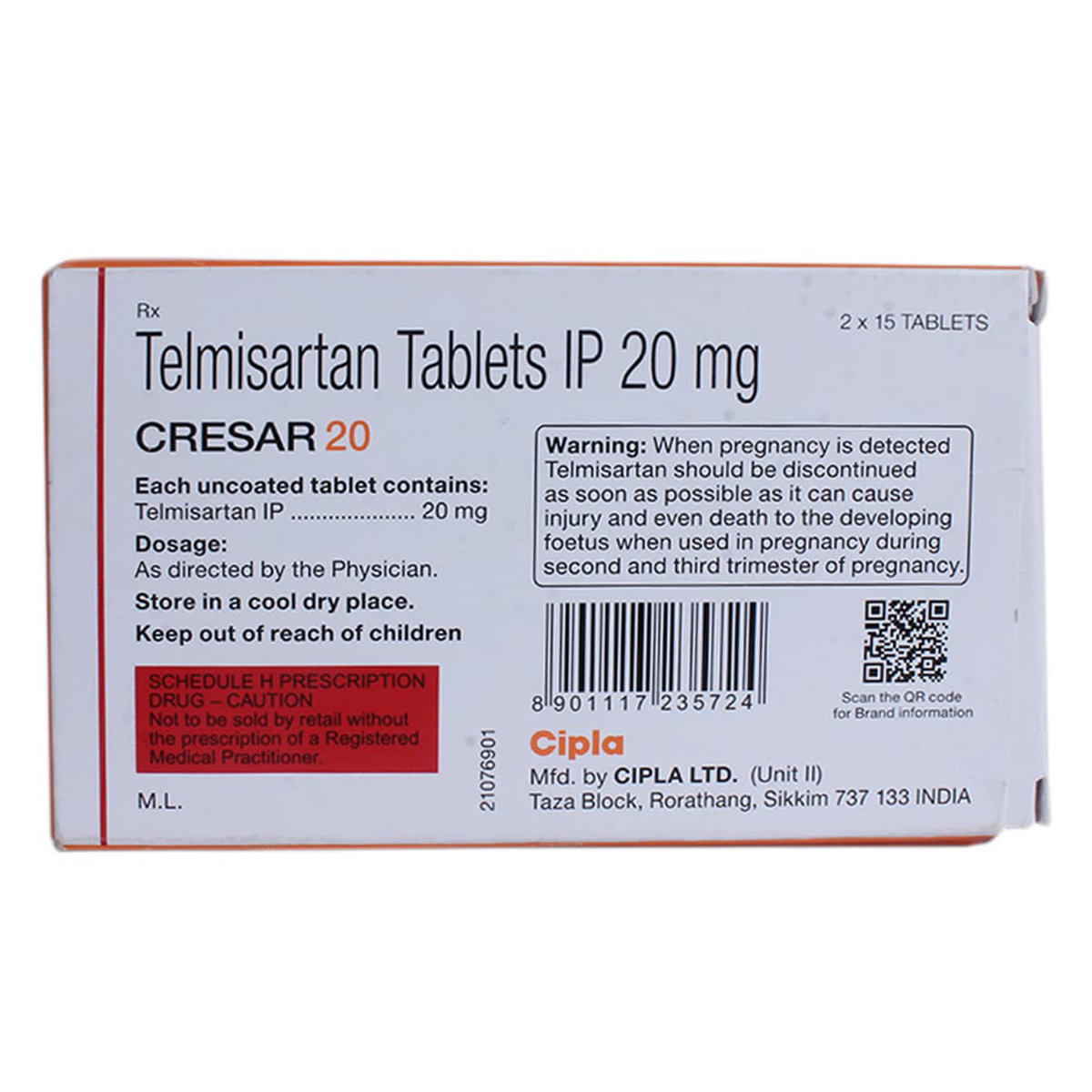 Cresar 20 Tablet 15's, Pack of 15 TabletS Cresar 20 Tablet 15's, Pack of 15 TabletS