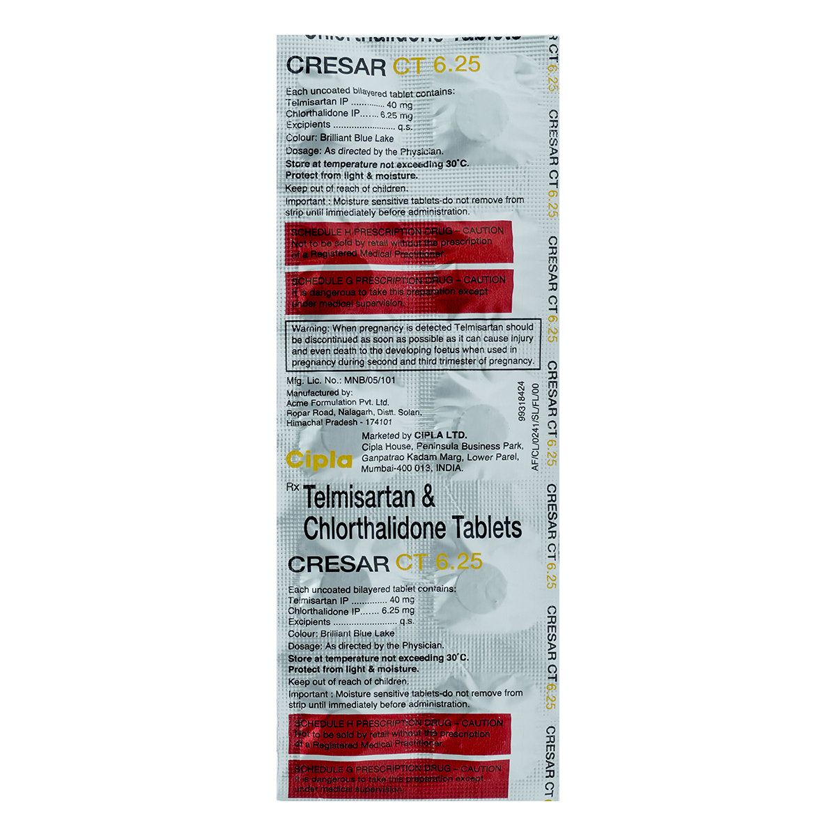 Cresar CT 6.25 Tablet 10's, Pack of 10 TABLETS Cresar CT 6.25 Tablet 10's, Pack of 10 TABLETS