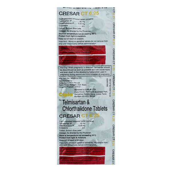 Cresar CT 6.25 Tablet 10's, Pack of 10 TABLETS