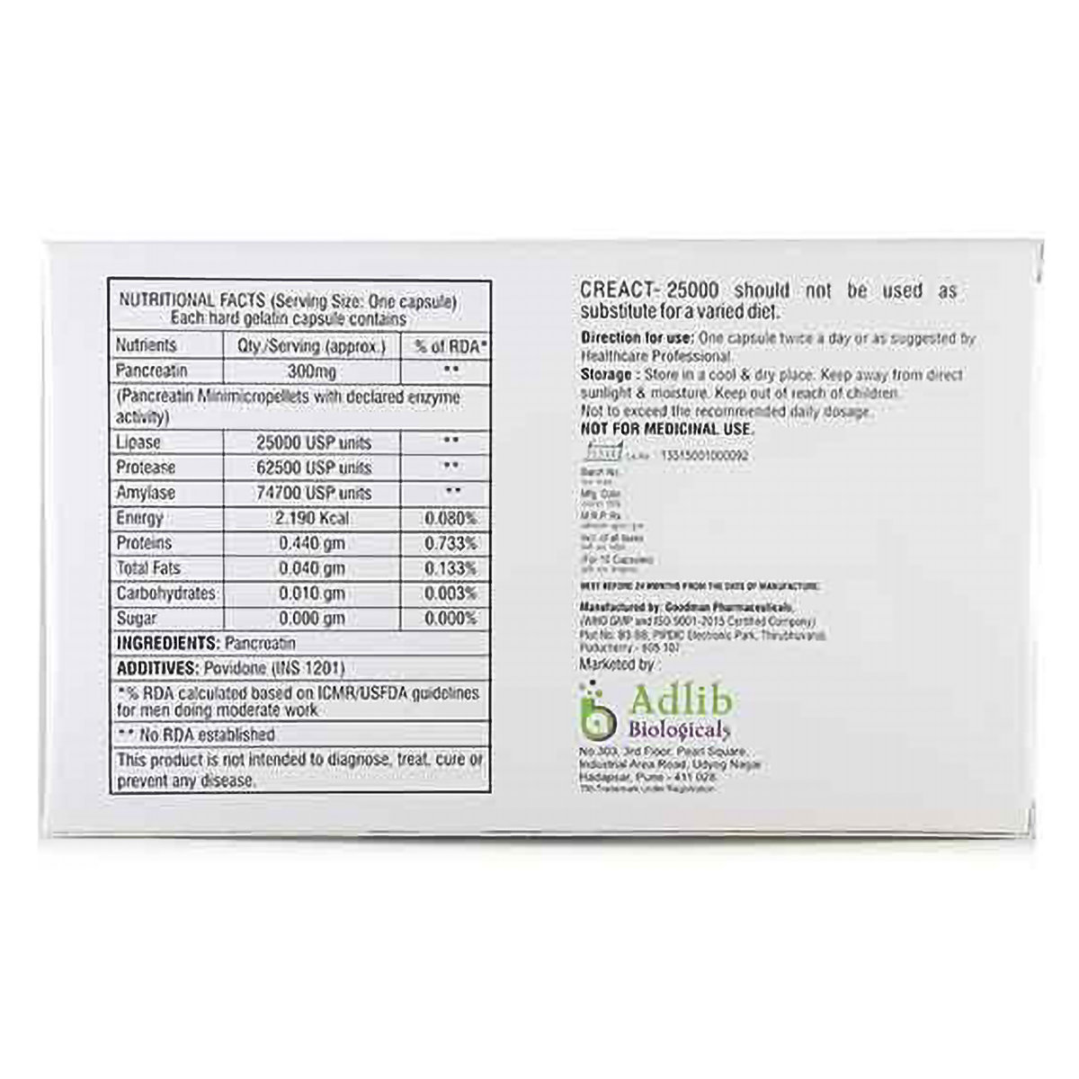 Creact 25000 Capsule 10's, Pack of 10 CAPSULES Creact 25000 Capsule 10's, Pack of 10 CAPSULES