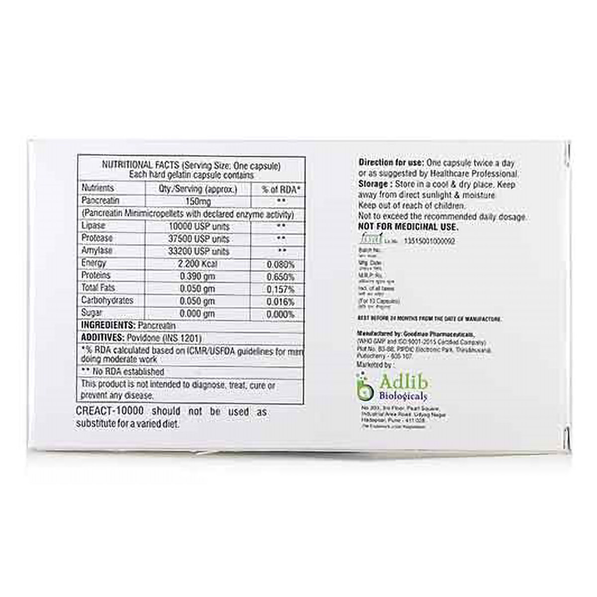 Creact 10000 Dr Cap 10'S, Pack of 10 CapsuleS Creact 10000 Dr Cap 10'S, Pack of 10 CapsuleS