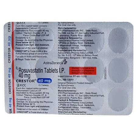 Crestor 40 mg Tablet 15's