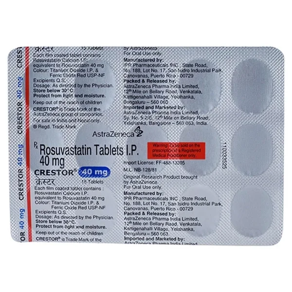 Crestor 40 mg Tablet 15's
