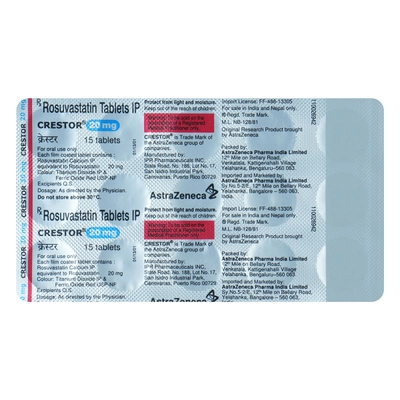 Crestor 20 mg Tablet 15's, Pack of 15 TabletS