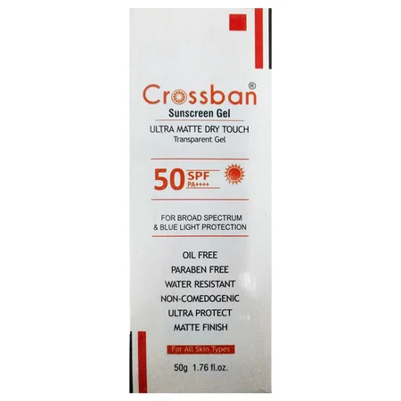 Crossban Sunscreen Gel SPF 50 PA+ Ultra Matte, 50 gm