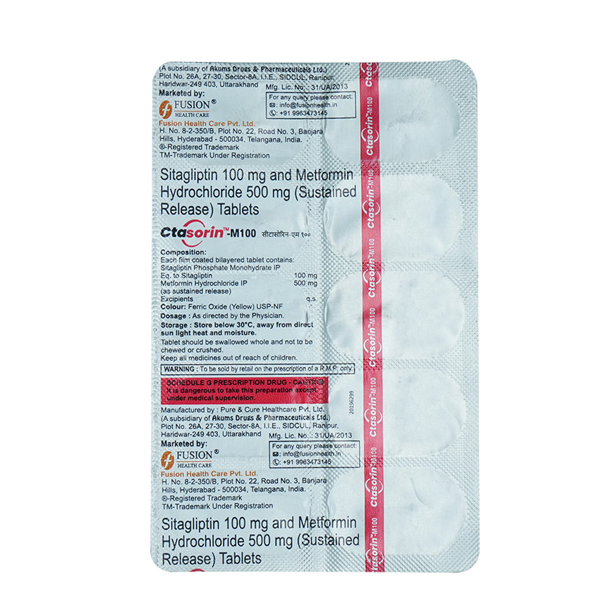Ctasorin M 100 Tablet 10's, Pack of 10 TabletS Ctasorin M 100 Tablet 10's, Pack of 10 TabletS