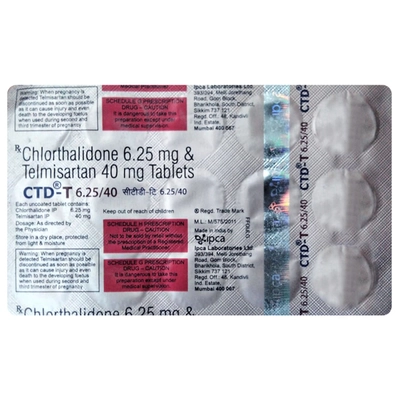 CTD-T 6.25/40 Tablet 15's, Pack of 15 TabletS