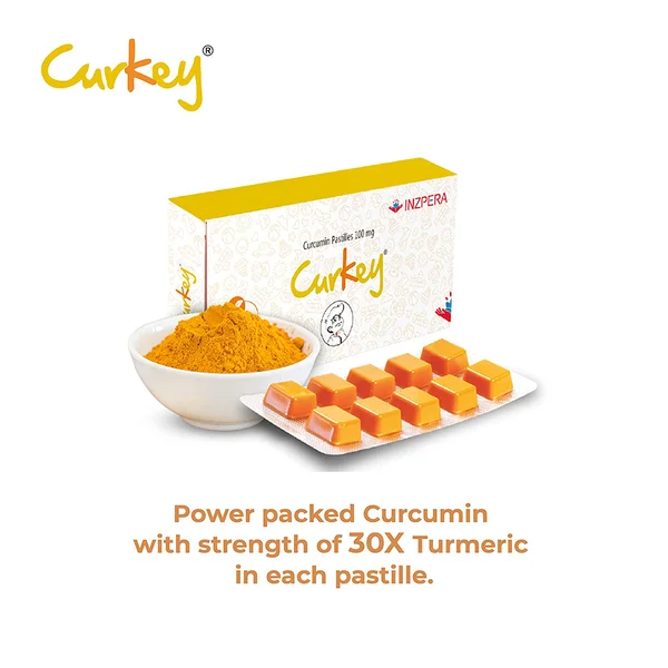Curkey Curcumin Pastilles, 10 Tablets, Pack of 10
