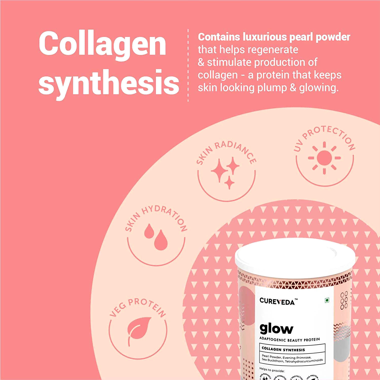 Cureveda Glow Adaptogenic Beauty Protein Powder, 300 gm, Pack of 1 Cureveda Glow Adaptogenic Beauty Protein Powder, 300 gm, Pack of 1