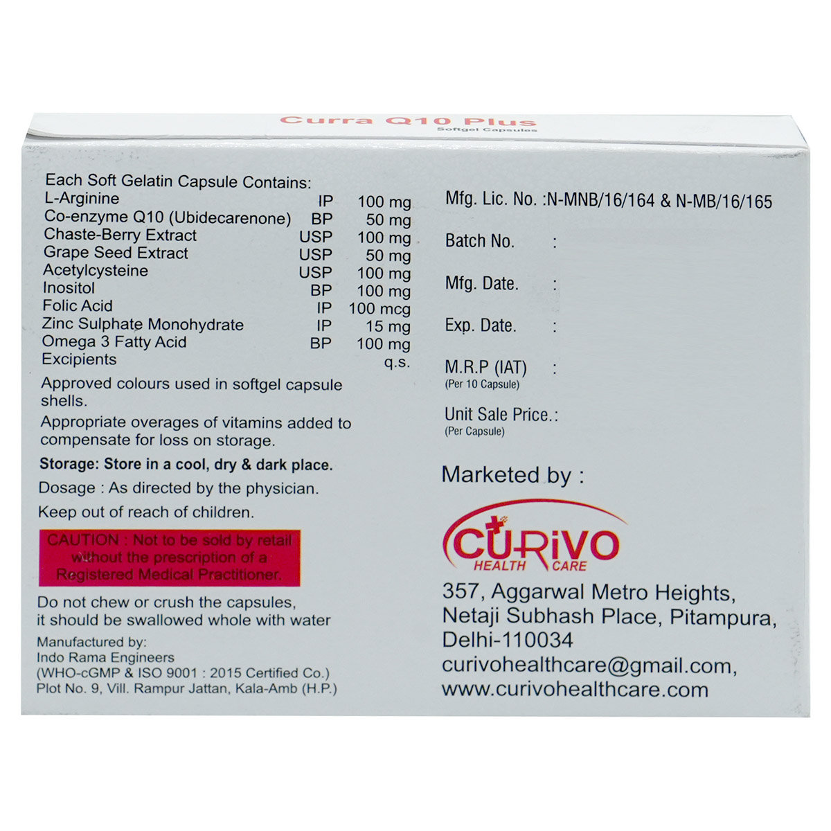 Curra Q10 Plus Softgel Capsule 10's, Pack of 10 Curra Q10 Plus Softgel Capsule 10's, Pack of 10