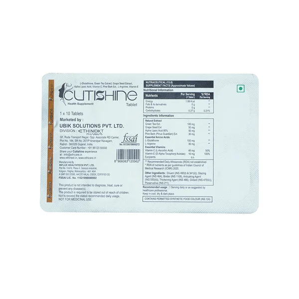 Cutishine Tablet 10's, Pack of 10