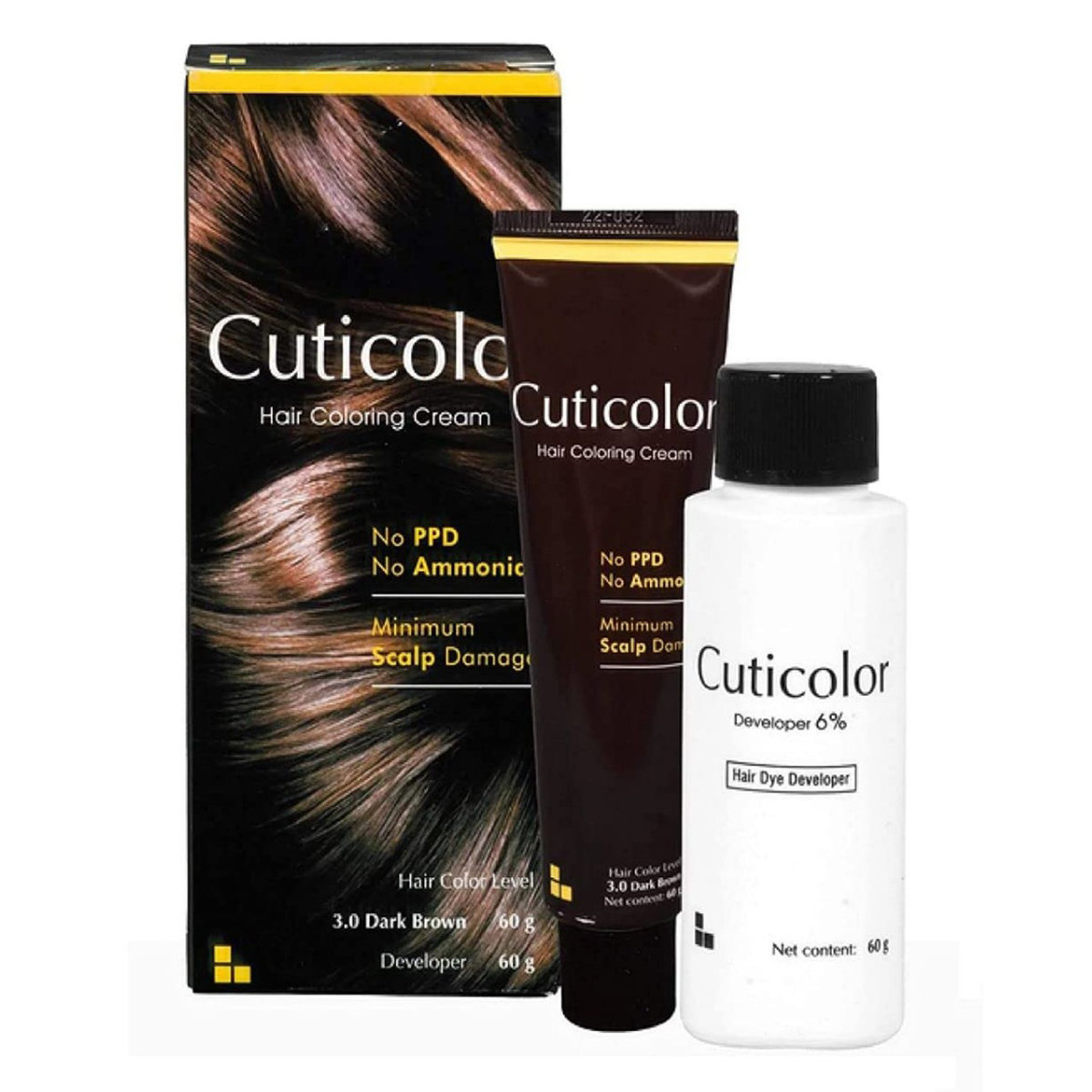 Cuticolor Hair Coloring Dark Brown Hair Color Cream, 1 Kit, Pack of 1 Cuticolor Hair Coloring Dark Brown Hair Color Cream, 1 Kit, Pack of 1