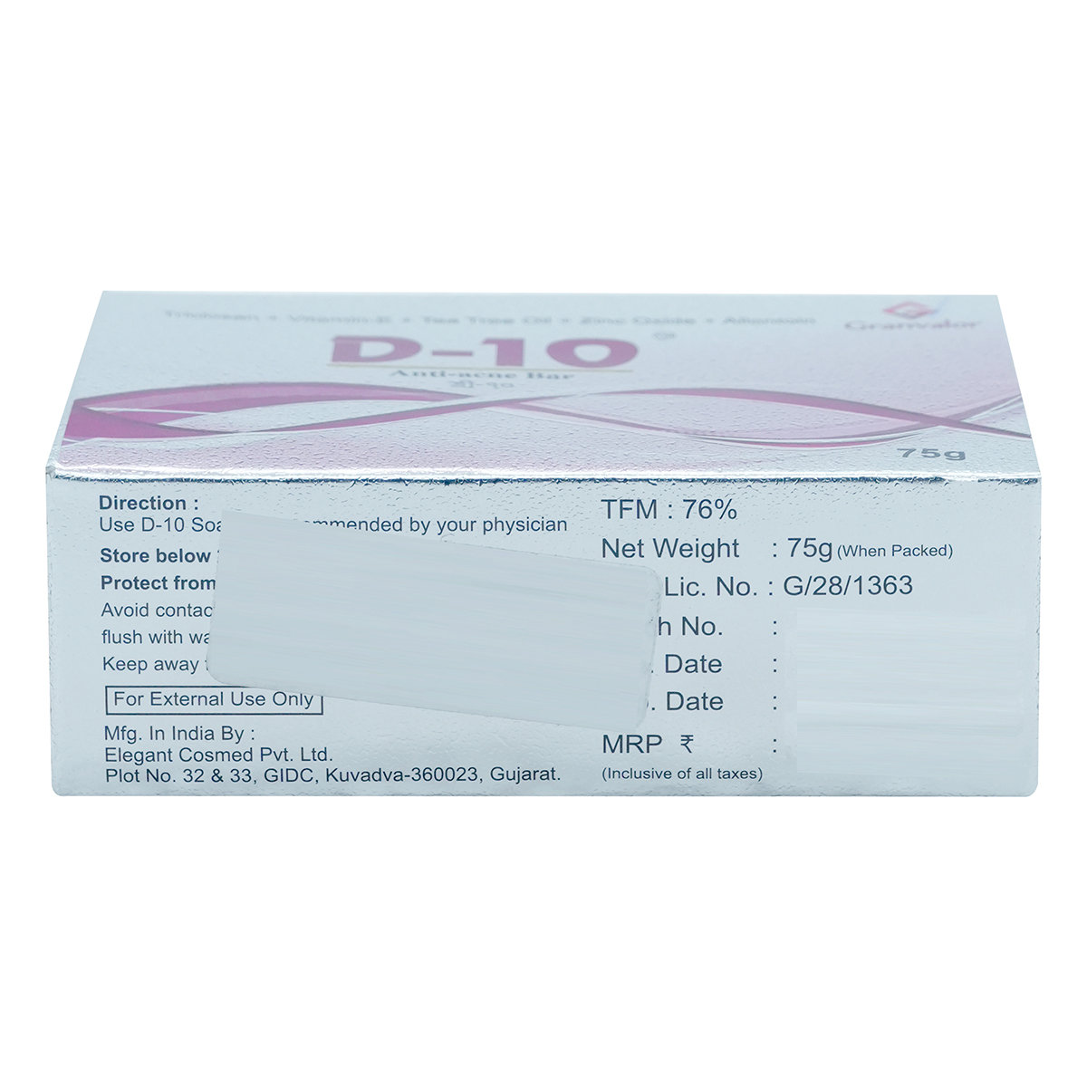 D-10 Anti-Acne Bar, 75 gm, Pack of 1 D-10 Anti-Acne Bar, 75 gm, Pack of 1