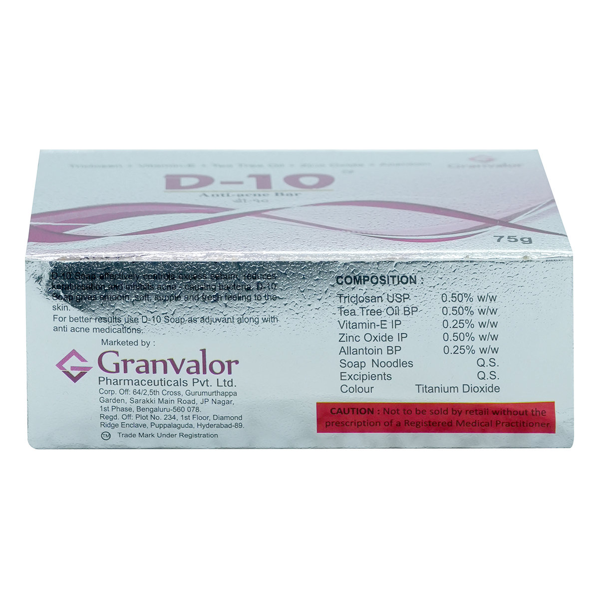 D-10 Anti-Acne Bar, 75 gm, Pack of 1 D-10 Anti-Acne Bar, 75 gm, Pack of 1