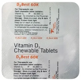 Buy D3 Best 60K Chewable Tablet 4's online | Uses, Side Effects, Price ...