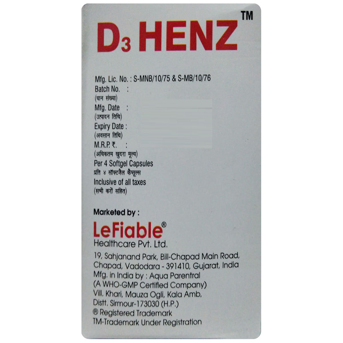 D3 Henz 60K Softgel Capsule 4's, Pack of 4 D3 Henz 60K Softgel Capsule 4's, Pack of 4