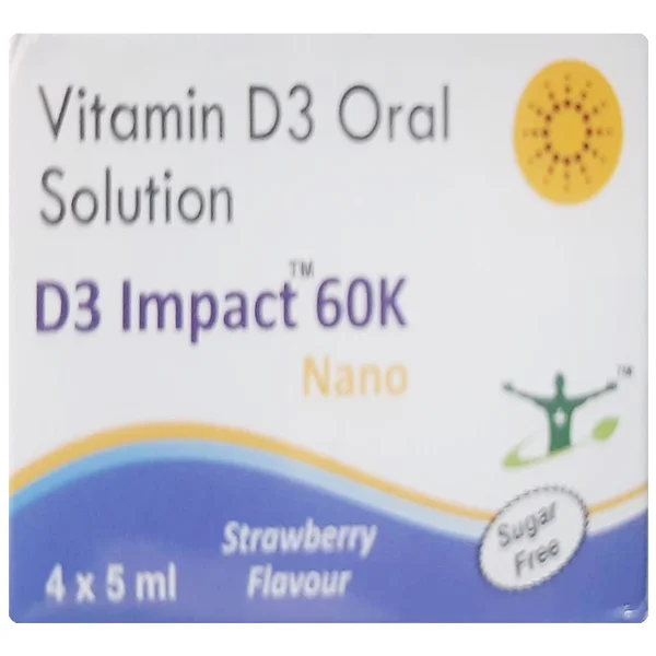 D3 Impact 60K Nano Sugar Free Strawberry Flavour Oral Solution 5 ml