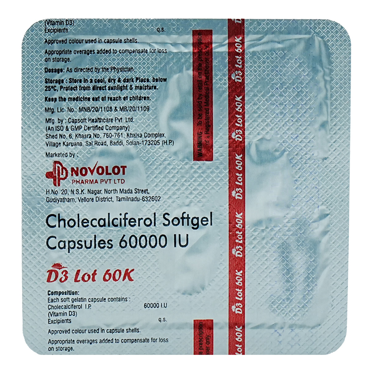 D3 Lot 60K Softgel Capsule 4's, Pack of 4 D3 Lot 60K Softgel Capsule 4's, Pack of 4