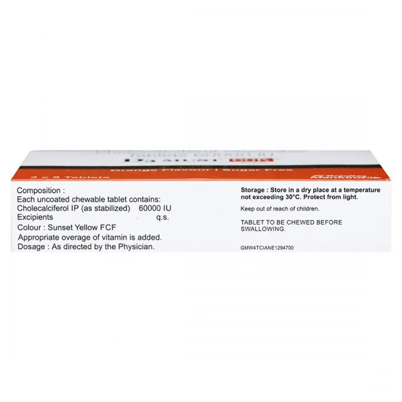 Buy D3 Must 60K Sugar Free Orange Flavour Tablet 8's online | Uses ...