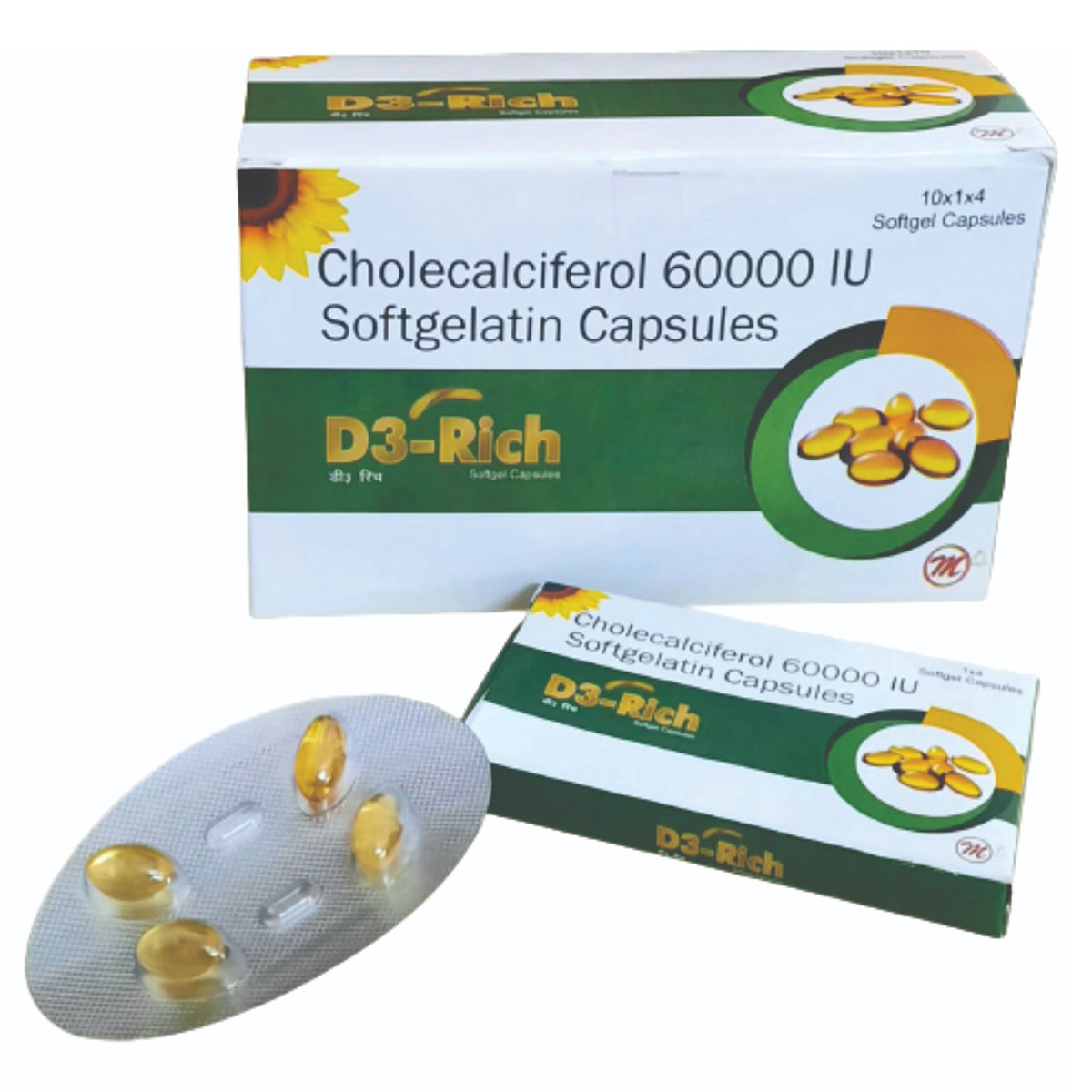 D3 Rich 60K Capsule 4's, Pack of 4 D3 Rich 60K Capsule 4's, Pack of 4