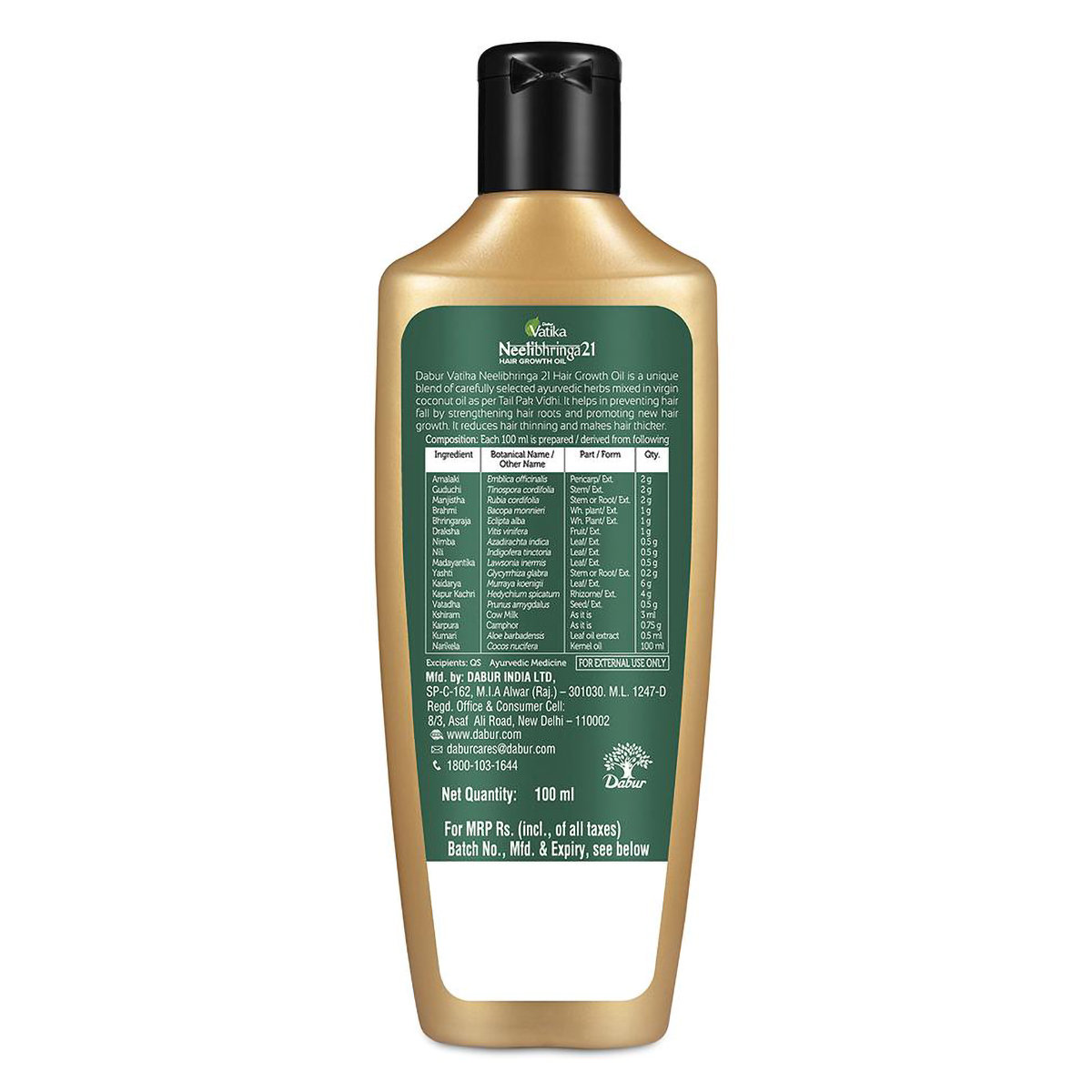 Dabur Vatika Neelibhringa 21 Hair Growth Oil, 100 ml, Pack of 1 Dabur Vatika Neelibhringa 21 Hair Growth Oil, 100 ml, Pack of 1
