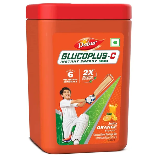 Dabur Glucoplus-C Juicy Orange Flavour Powder, 400 gm Jar
