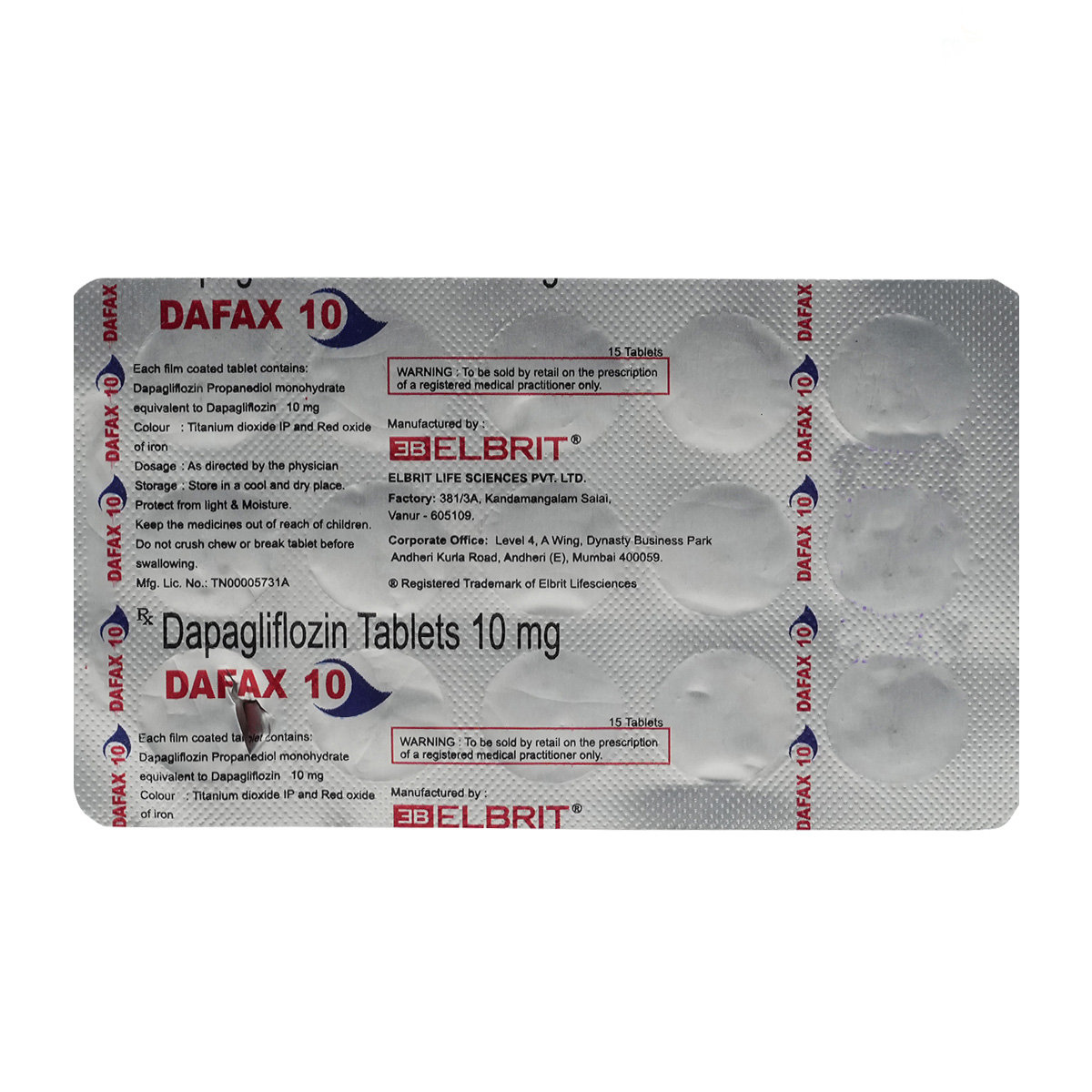 Dafax 10 Tablet 15's, Pack of 15 TABLETS Dafax 10 Tablet 15's, Pack of 15 TABLETS