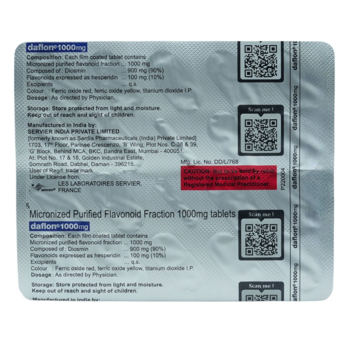 Diosmin 900 mg Serdia Daflon 1000, Packaging Size: 10 Tablet