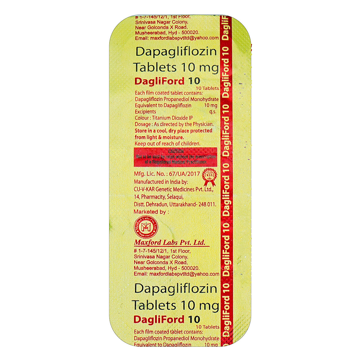 Dagliford 10 Tablet 10's, Pack of 10 TABLETS Dagliford 10 Tablet 10's, Pack of 10 TABLETS