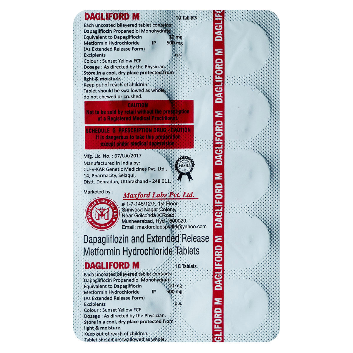 Dagliford M Tablet 10's, Pack of 10 TABLETS Dagliford M Tablet 10's, Pack of 10 TABLETS