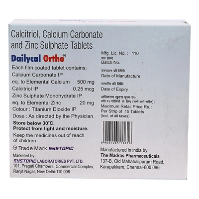 Dailycal Ortho Tablet 15's, Pack of 15 TABLETS