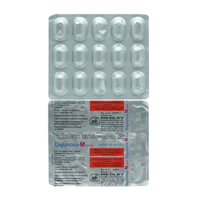 Dapanova-M 10/500 Tablet 15's, Pack of 15 TABLETS