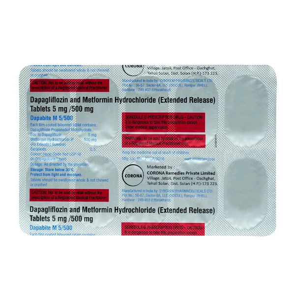 Dapabite M 5/500 Tablet 10's, Pack of 10 TABLETS