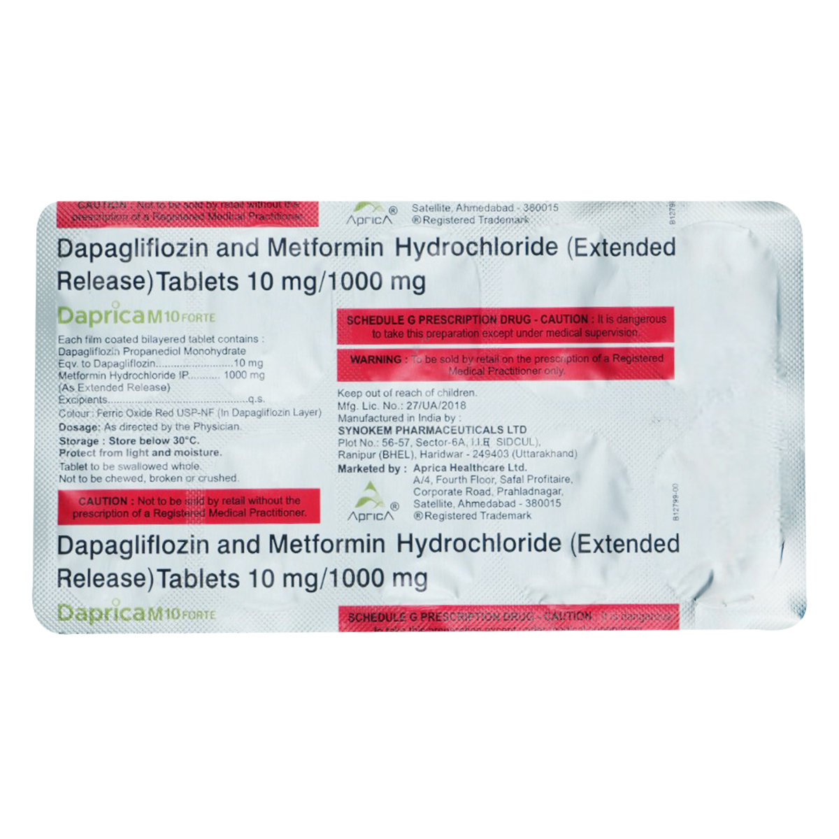 Daprica M 10 Forte Tablet 10's, Pack of 10 TABLETS Daprica M 10 Forte Tablet 10's, Pack of 10 TABLETS