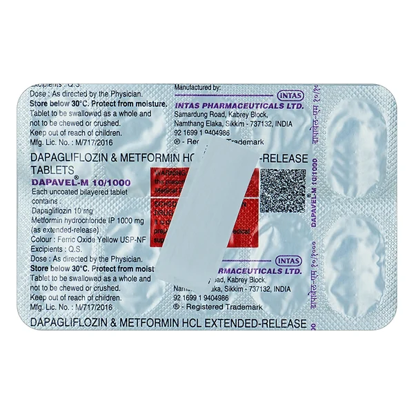 Dapavel-M 10/1000 Tablet 10's, Pack of 10 TABLETS