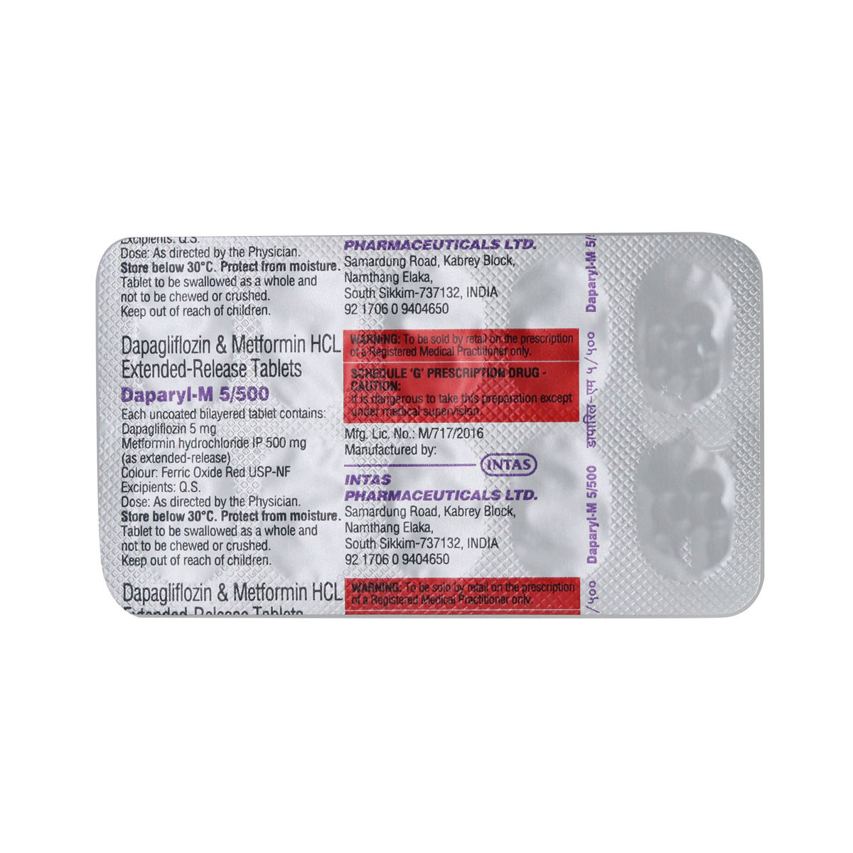 Daparyl-M 5 Mg/500 Mg Tablet 10's Price, Uses, Side Effects ...