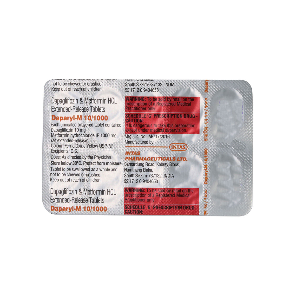 Daparyl-M 10/1000 Tablet 10's, Pack of 10 TABLETS Daparyl-M 10/1000 Tablet 10's, Pack of 10 TABLETS