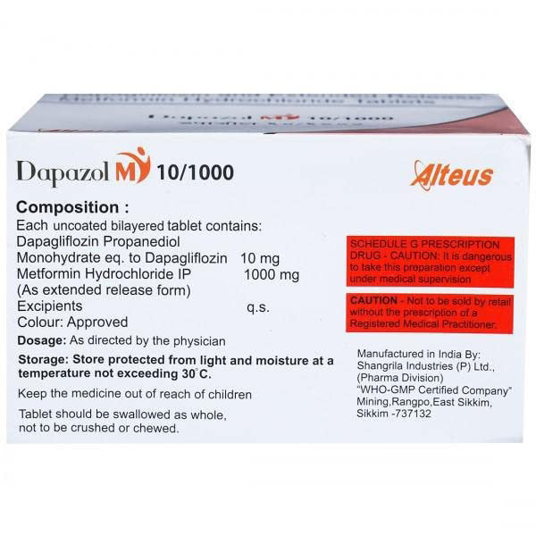 Dapazol M 10/1000 Tablet 15's, Pack of 15 TABLETS Dapazol M 10/1000 Tablet 15's, Pack of 15 TABLETS