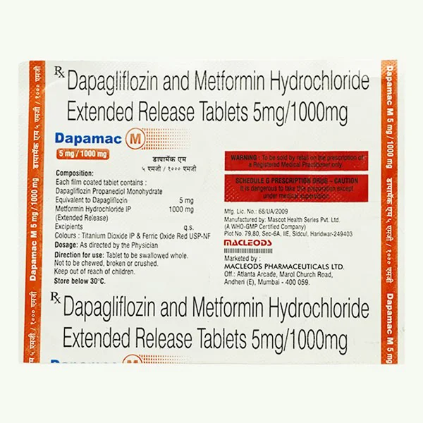 Dapamac M 5 mg/1000 mg Tablet 15's