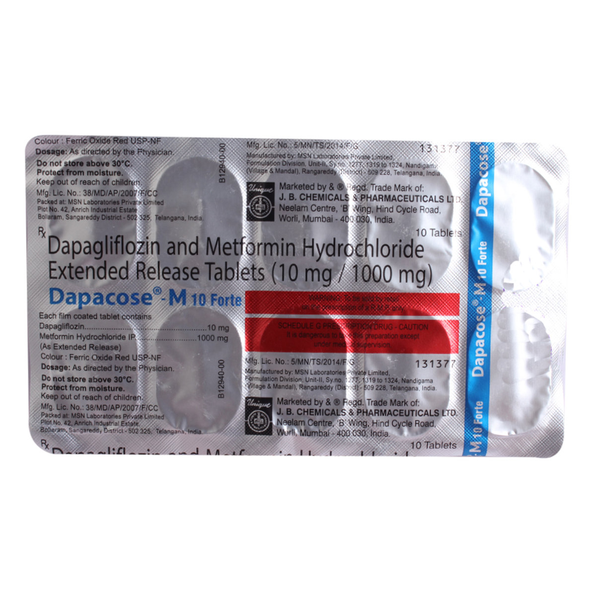 Dapacose-M 10 Forte Tablet 10's, Pack of 10 TABLETS Dapacose-M 10 Forte Tablet 10's, Pack of 10 TABLETS