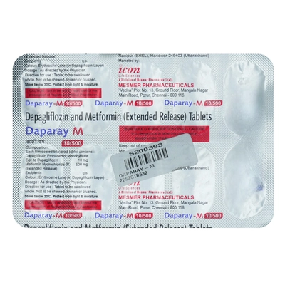 Daparay M 10/500 Tablet 10's, Pack of 10 TABLETS