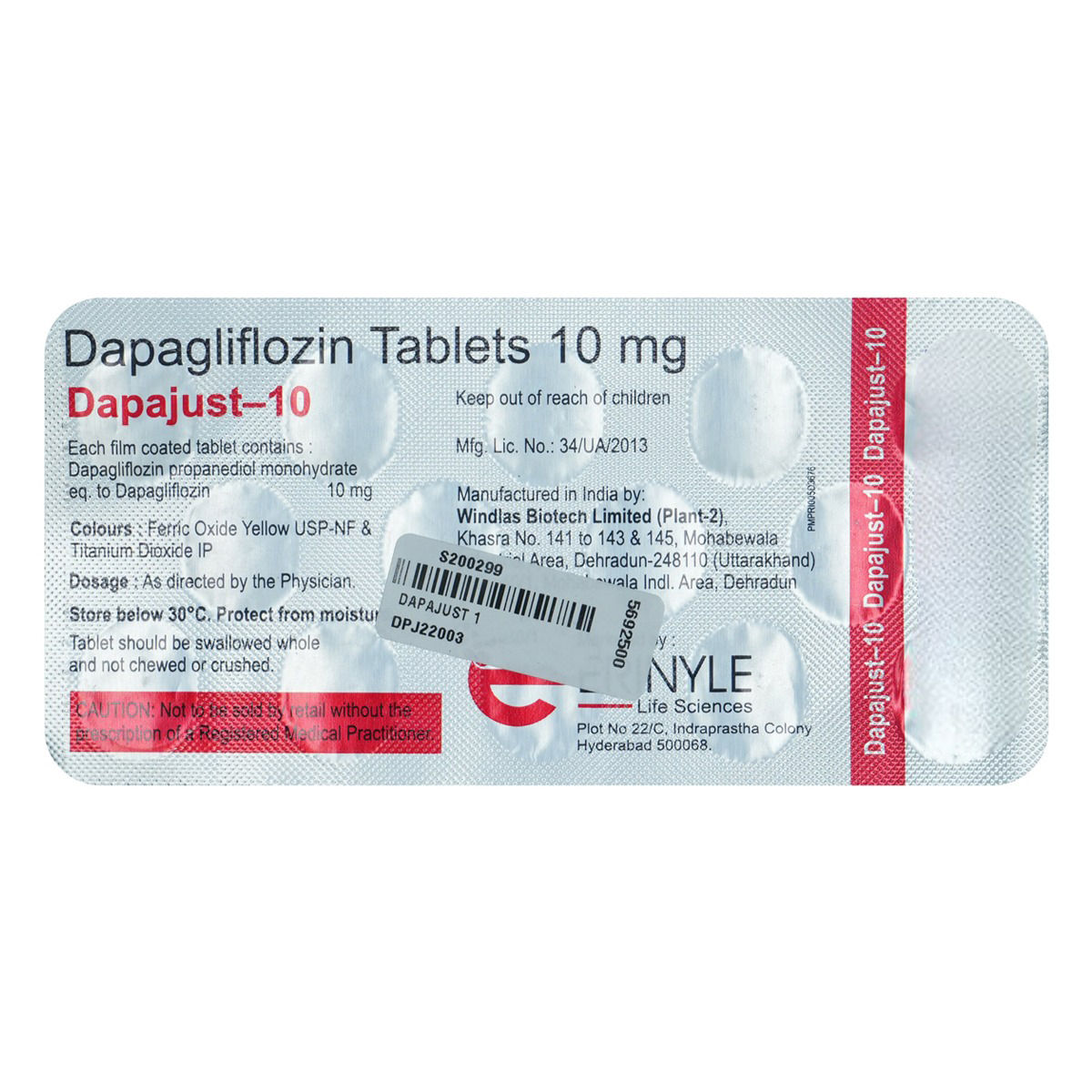 Dapajust-10 Tablet 14's, Pack of 14 TABLETS
