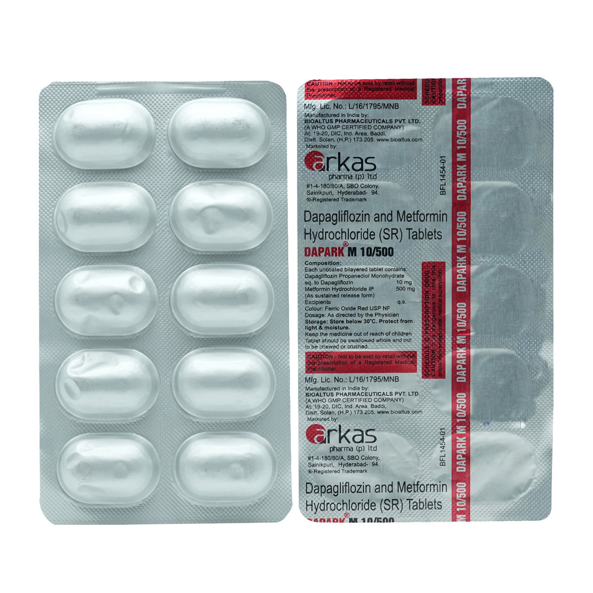 Dapark M 10 mg/500 mg Tablet 10's, Pack of 10 TabletS Dapark M 10 mg/500 mg Tablet 10's, Pack of 10 TabletS