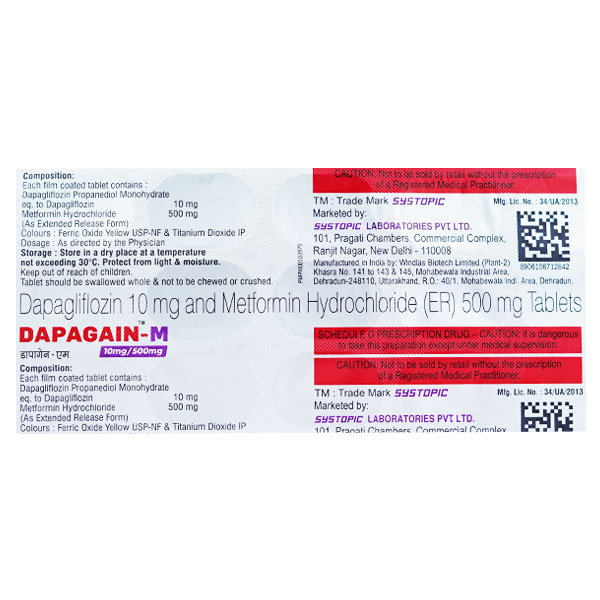 Buy Dapagain-M 10/500 mg Tablet 15's Online