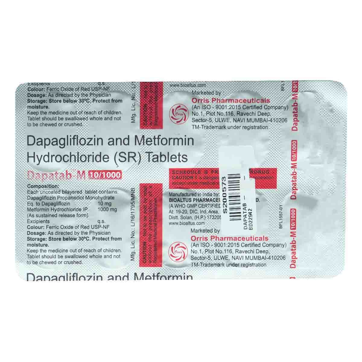 Dapatab-M 10 mg/1000 mg Tablet 10's Price, Uses, Side Effects ...