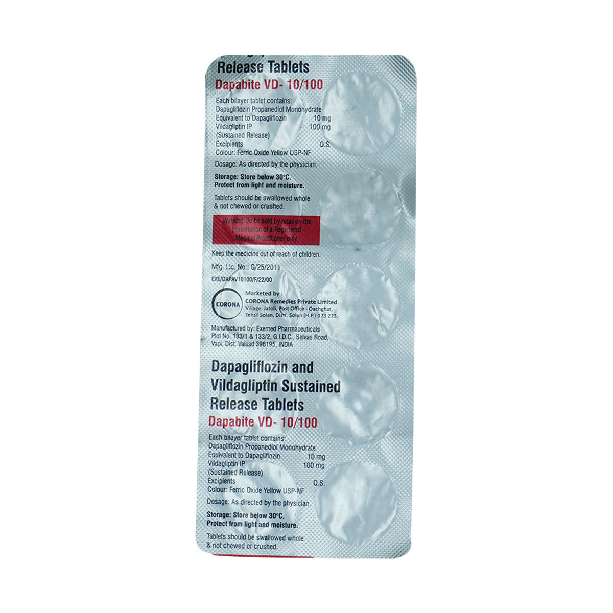 Dapabite VD-10/100 Tablet 10's, Pack of 10 TABLETS