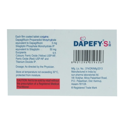 Dapefy-S 5/50 Tablet 15's, Pack of 15 TabletS