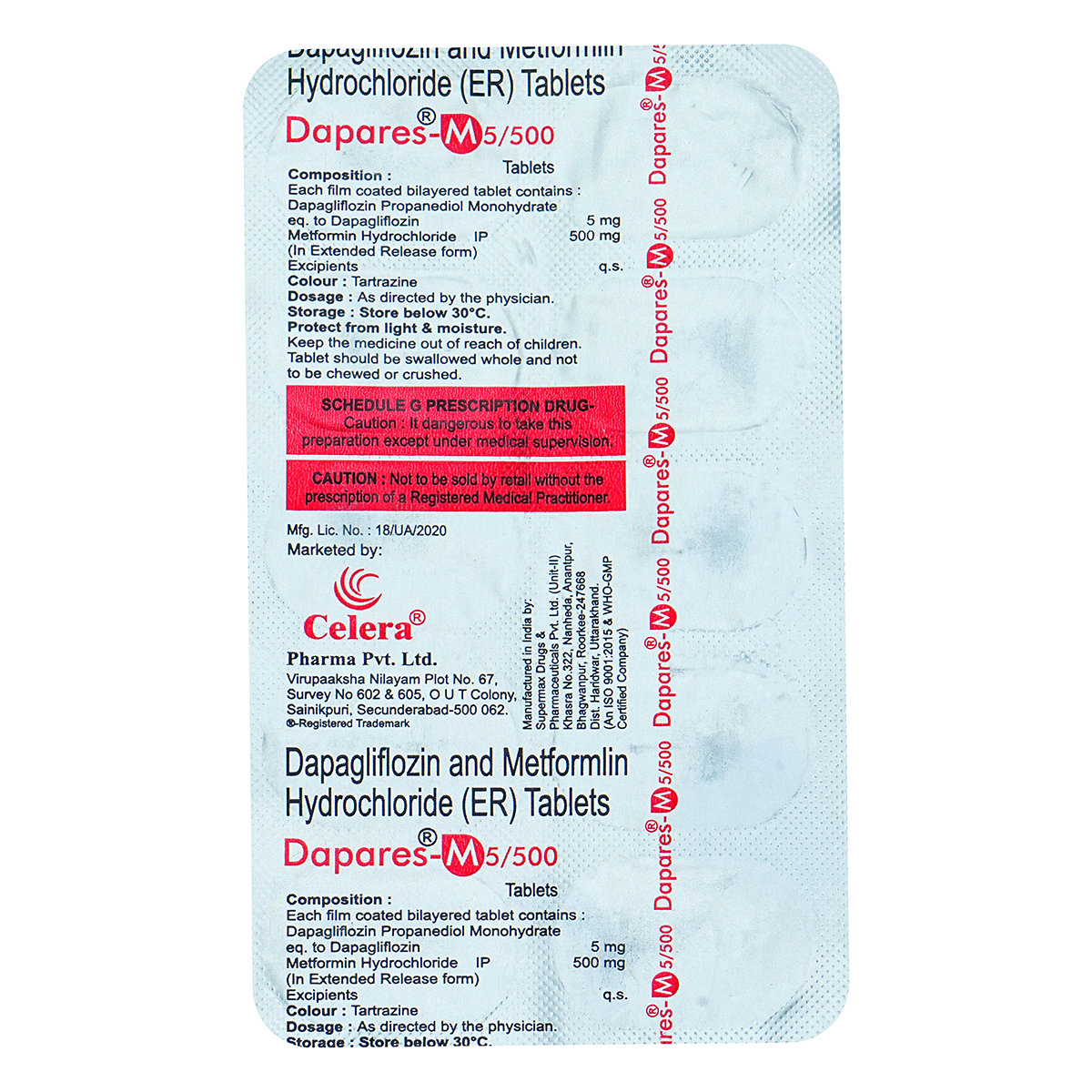 Dapares-M 5/500 Tablet 10's, Pack of 10 TabletS Dapares-M 5/500 Tablet 10's, Pack of 10 TabletS